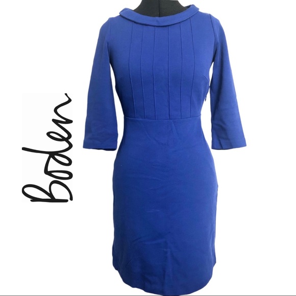 BODEN | 3/4 Sleeve Collared Blue Dress Vintage - Picture 1 of 9